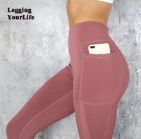 pocket leggings 2021 high waist yoga pants solid color workout leggings women clothes side lace leggins mujer sports fitness