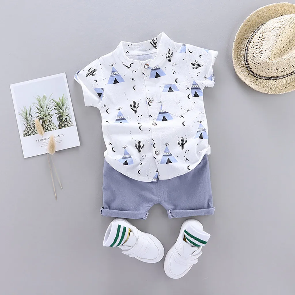 

Infant Baby Boys Clothes Set Cartoon T-shirt Tops+shorts Summer Newborn Casual Outfits 2021 Kids Clothing