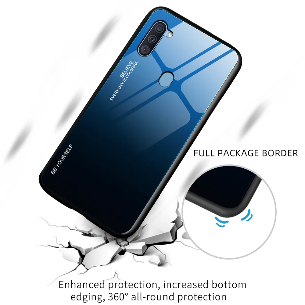 Чехол из закаленного стекла для Samsung A11 A31 31 градиентный чехол Galaxy A1 1 11A защитный |