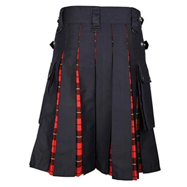 

Cross-border AliExpress Europe and America men's spring and summer men's Scottish holiday skirt plaid contrast pleated skirt