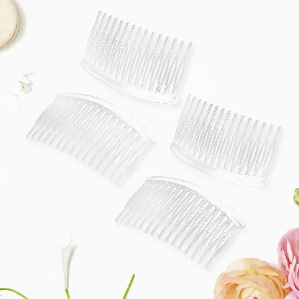 Женская пластиковая прозрачная 15 зубьев расческа для волос зажим