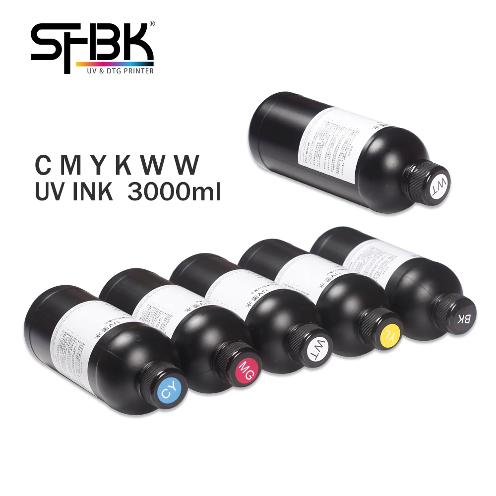 Price 5 زجاجات 1 مجموعة كيت 2500 مللي الحبر UV للطابعة مسطحة تستخدم في إبسون DX5 DX7 DX9 DX11 TX800 XP600 L1800 L805 R1390 رأس الطباعة