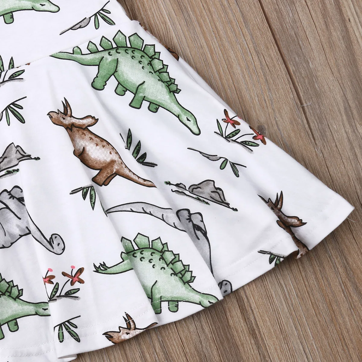 Платье для девочек повседневная одежда с динозаврами маленьких короткое платье