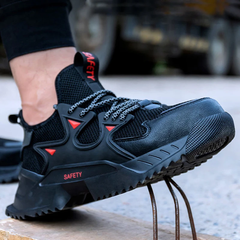 Кроссовки мужские со стальным носком модная защитная обувь рабочие ботинки