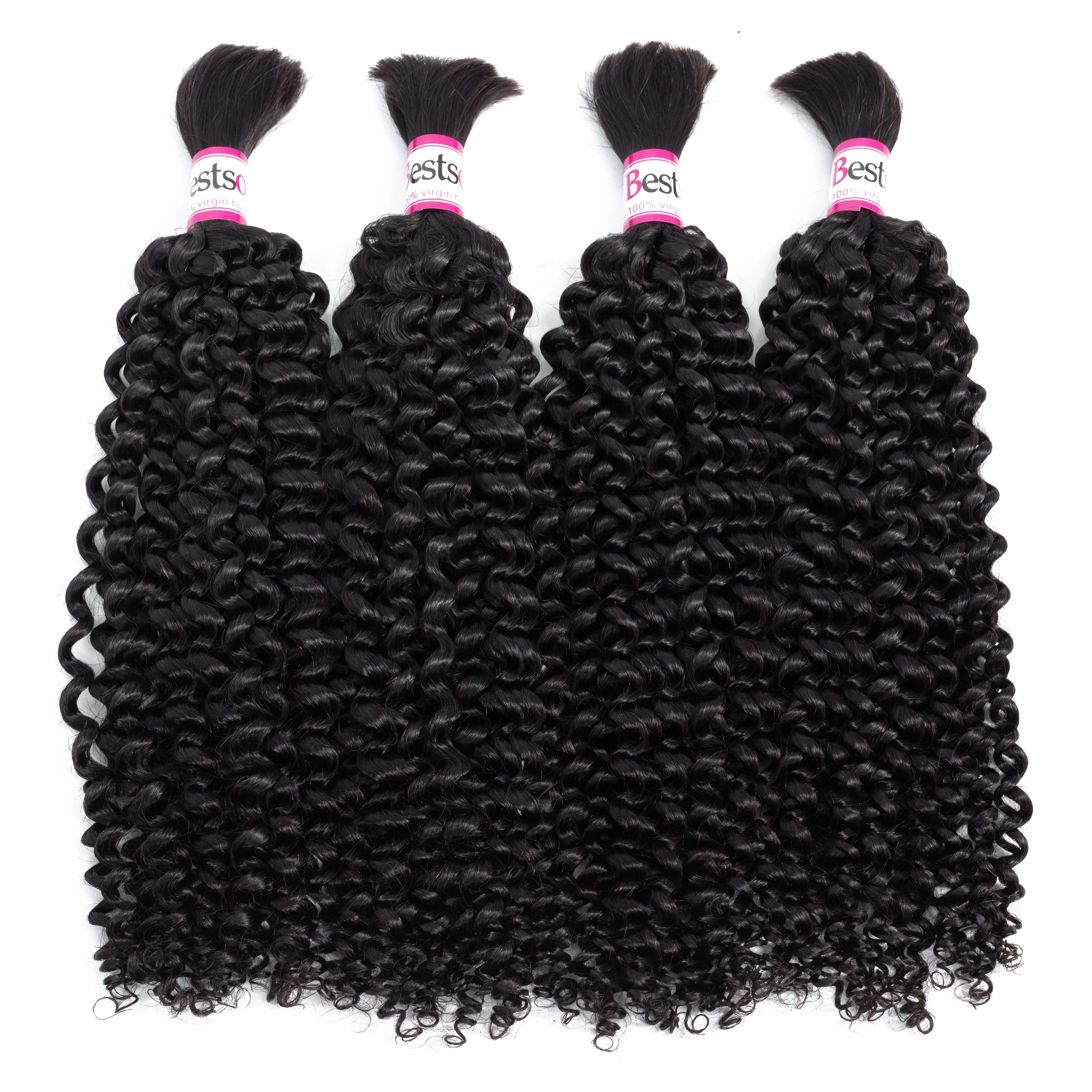 Bestsojoy Unprocessed virgin remy human hair bundles brazilian hair bouncy curly wet wave Jet black 8-26inch free shipping