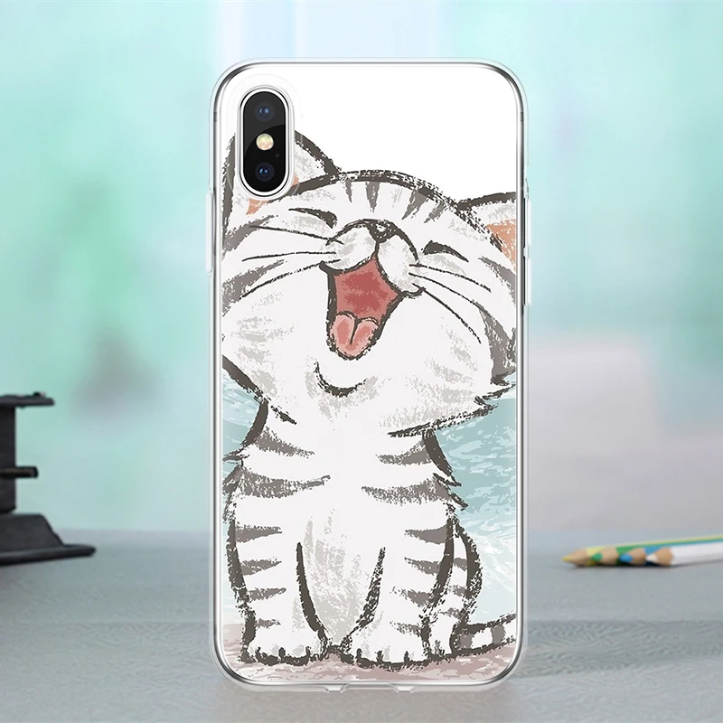 Милый черно-белый чехол с кошкой для iphone 5 5S SE 6 6S 7 8 Plus X XR Xs Max Fundas задней крышки |