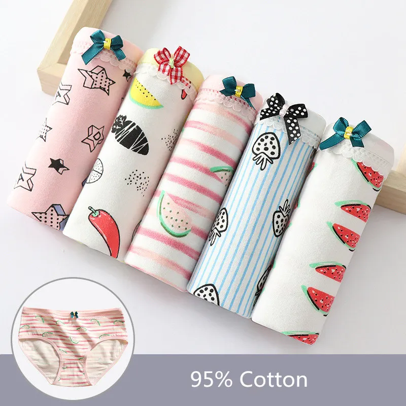 Для женщин розовые трусики 5 шт./компл. хлопок сплошной Цвет для девочек