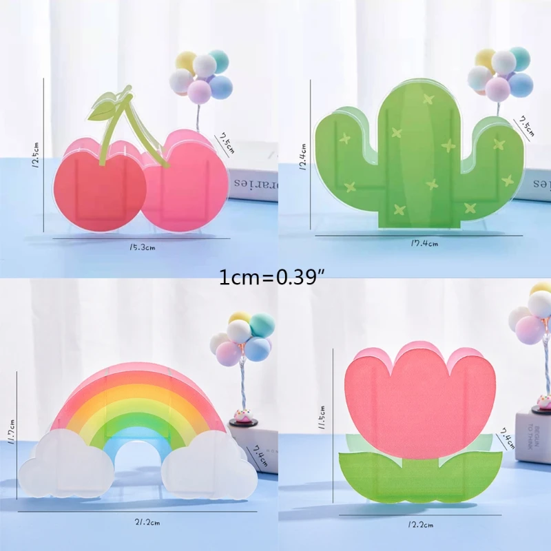 

Rainbow Cactus Shape Acrylic Pen Holder Cute Multi Compartments Pencil Box Kids Desktop Stationery Organizer Decoration