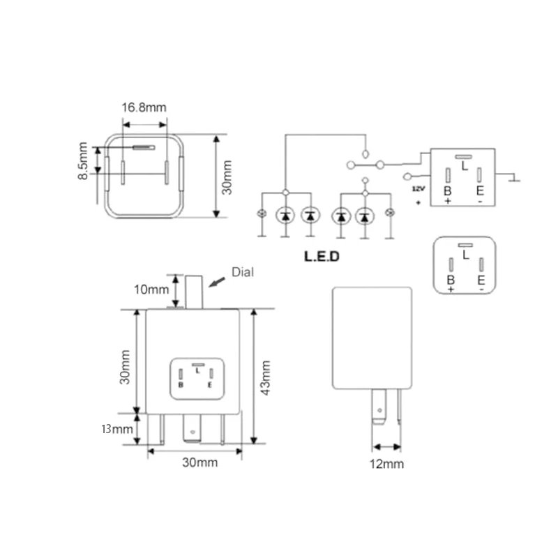 3-х контактный автомобиль мотоцикл Светодиодный проблесковый маячок реле 12V