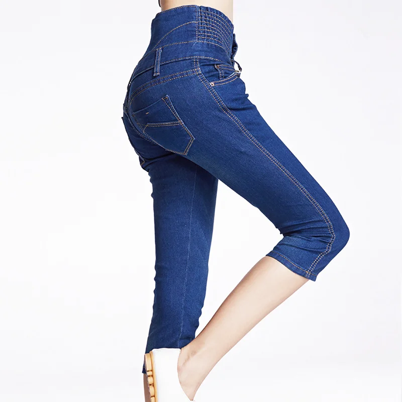 Женские облегающие джинсовые шорты брюки-Капри до щиколотки с эластичной талией