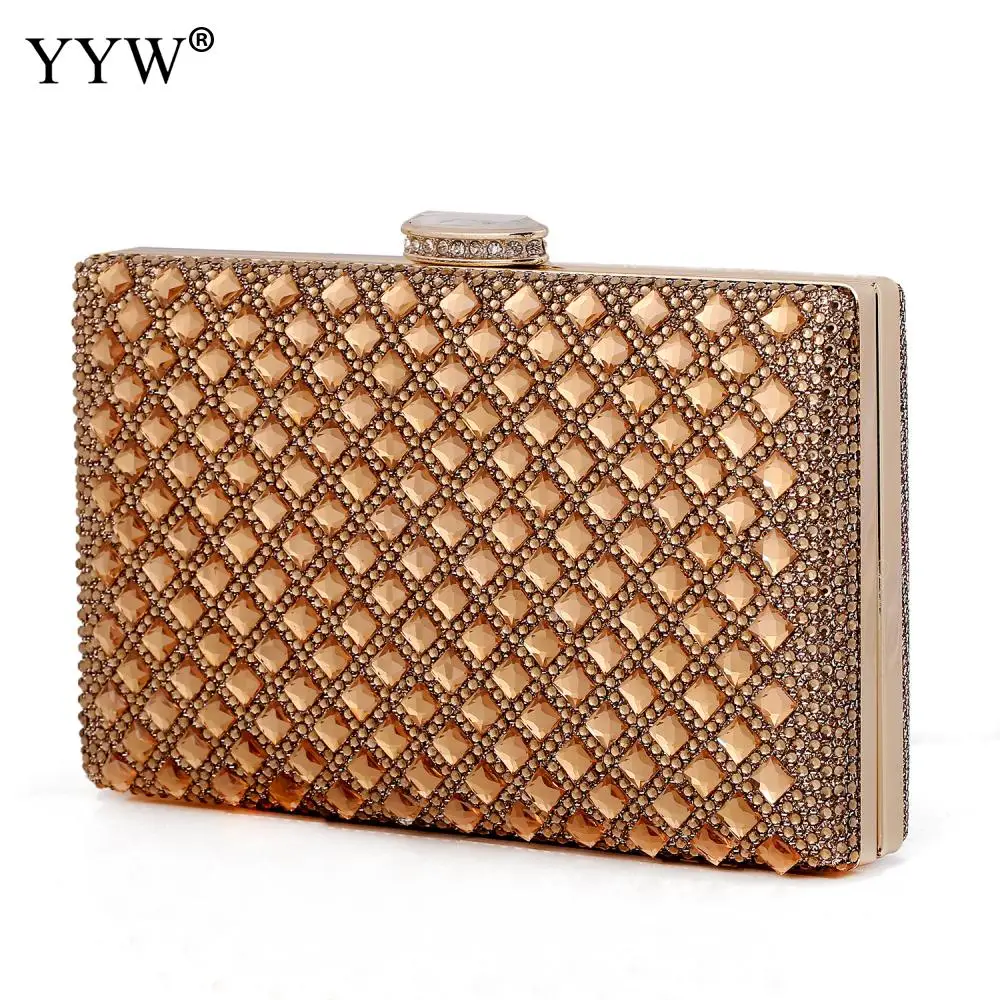 Роскошные женские клатчи сумочка цвета шампанского Стразы для свадьбы вечеринки