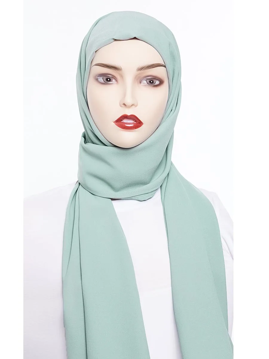 light green hijab BNSQ Бургундия Толстое Зимнее бархатное платье с длинным Hijabs мусульманская одежда Дубай индонезийский Макси индийские платья Lehenga - Цвет: light green hijab