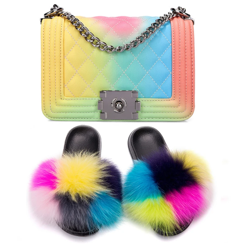 Женские тапочки из лисьего меха пушистые меховые шлепанцы натурального Лисьего