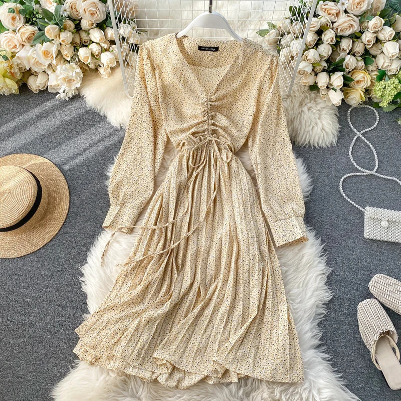 Женское платье с v образным вырезом и пышными рукавами новинка 2019|Женские платья|