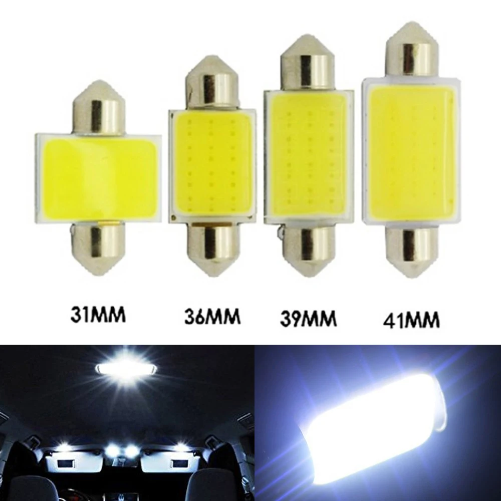 10 шт./лот 31 мм 36 39 41 COB Festoon LED 1 5 W 12 SMD Внутреннее освещение В постоянного тока