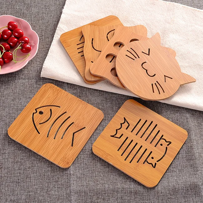 

New 8 style 2 size Wood Heat Resistant Pad Pan Pot Mat Holder Kitchen Cooking Isolation Pad Bowl Cup Coasters Home decoration