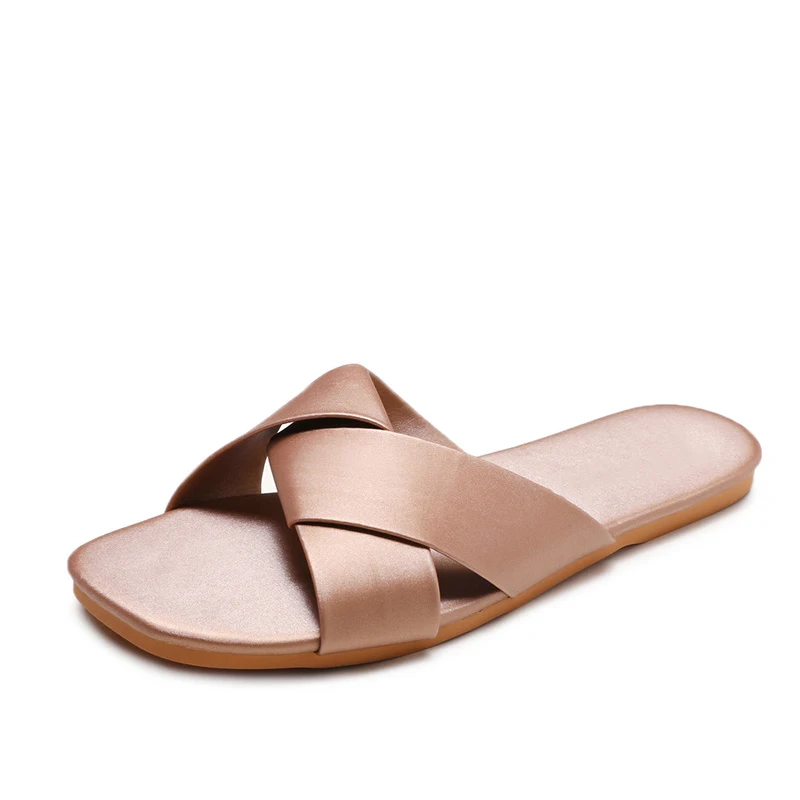 

Women Summer PU Leather Slipper Ladies Solid Beach Non Slip Sandals Female Slip On Light Comfort Outdoor Woman Slippers 2021 Hot