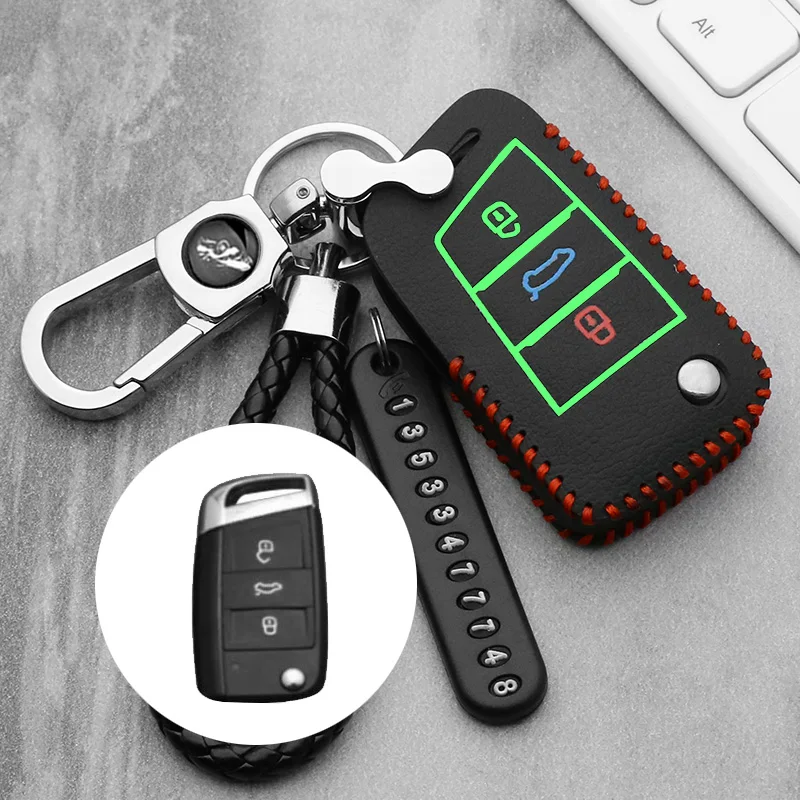 Светящийся чехол для ключа Volkswagen Golf 7 GTI R MK7 Tiguan 2017 Skoda Octavia A7 Seat Leon Ibiza Key Portect |