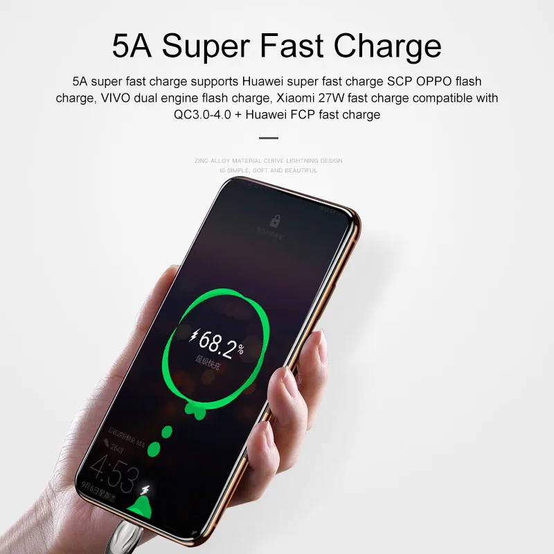 5А Type-c кабель для передачи данных 1 м супер быстрая зарядка Магнитный шнур Тип C
