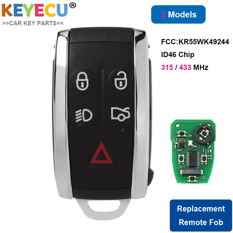 Дистанционный Автомобильный ключ 5 кнопок для Jaguar XF XFR XK XKR 2009 2013 315/433 МГц ID46 7945 чип