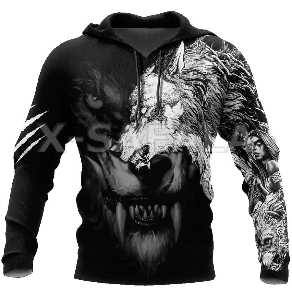 Толстовка с капюшоном и 3D принтом Темный волк для мужчин женщин верхняя одежда в
