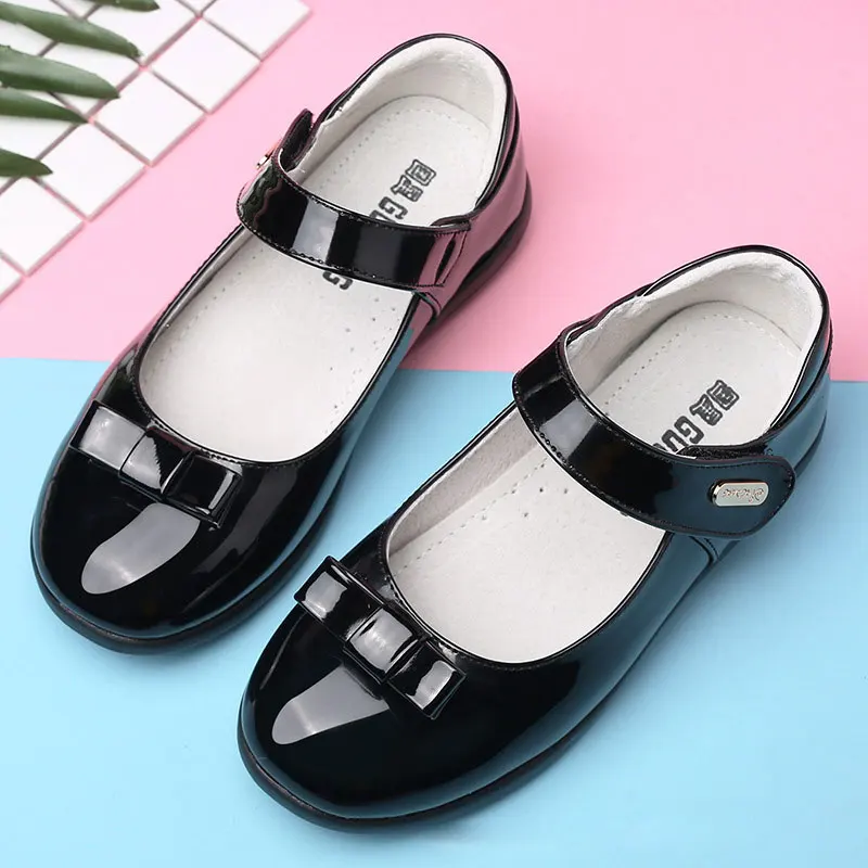 Обувь для девочек из натуральной кожи школьная обувь принцессы с бантом детское