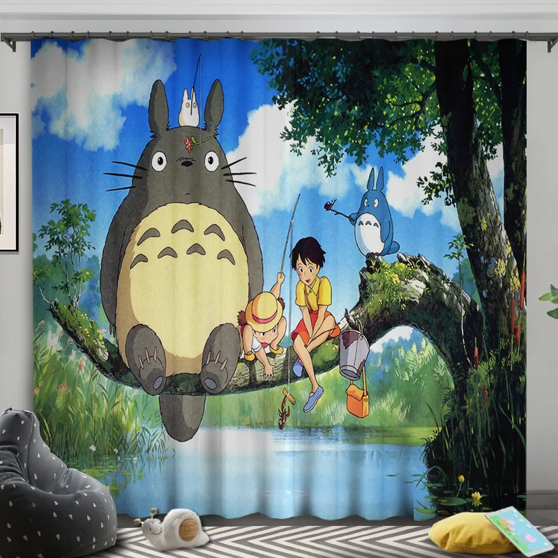 2 панелей/Комплект Мой сосед Тоторо с изображением героя мультфильма кошка окна