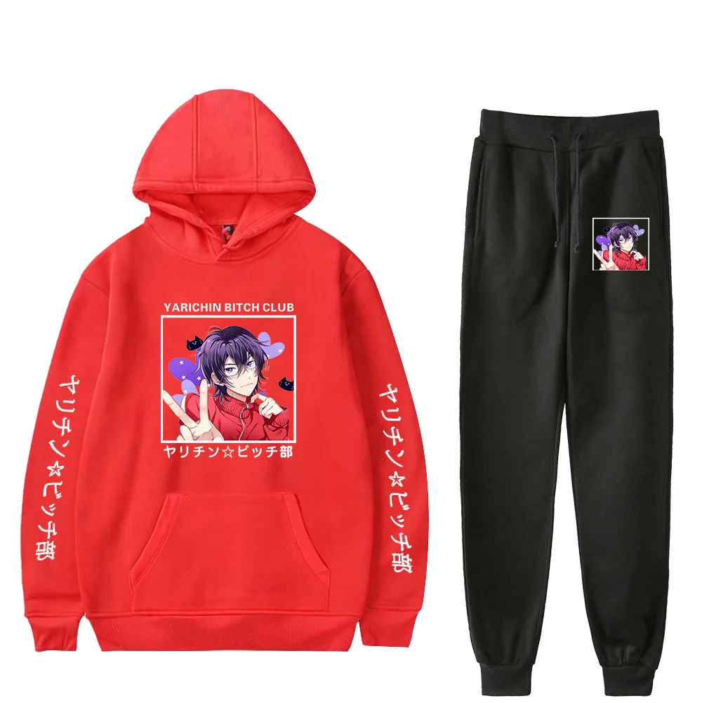 

Yarichin Bitch Club Cute Cartoon Printed Two Piece Set Hoodies Sweatshirt Trousers New Arrival Streetwear 2021