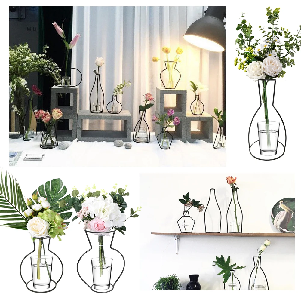 Ретро железная линия Настольная Ваза с цветами реквизит для фотографии в