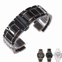 hot sale high quality ceramic watchband for guess watch strap black white light plus stainless steel bracelet 2314mm band