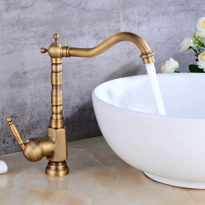 Античный матовый смеситель для раковины ванной комнаты Смеситель кран из латуни