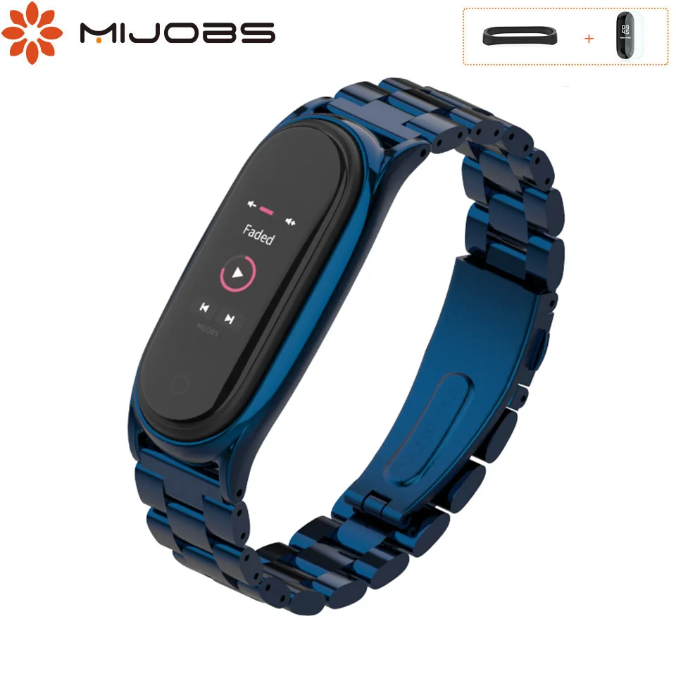 Ремешок для смарт часов Xiaomi Mi band 4 металлический браслет из нержавеющей стали Band