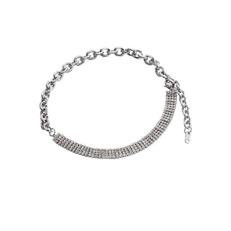 

2021 New Ladies Titanium Steel Necklace Niche Design Sense Choker Tide Collarbone Chain Personality Collar Short Neck Chain