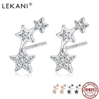 lekani genuine 925 sterling silver woman delicate star cubic zirconia earrings female fine jewelry for valentines day gift