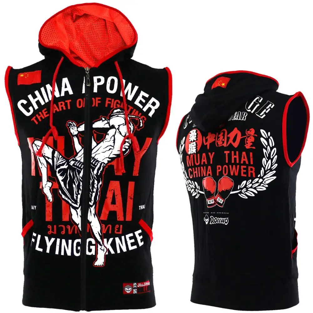 

Muay Thai hoodie for summer combat fitness hoodie MMA combat training sleeveless thin vest coat for men