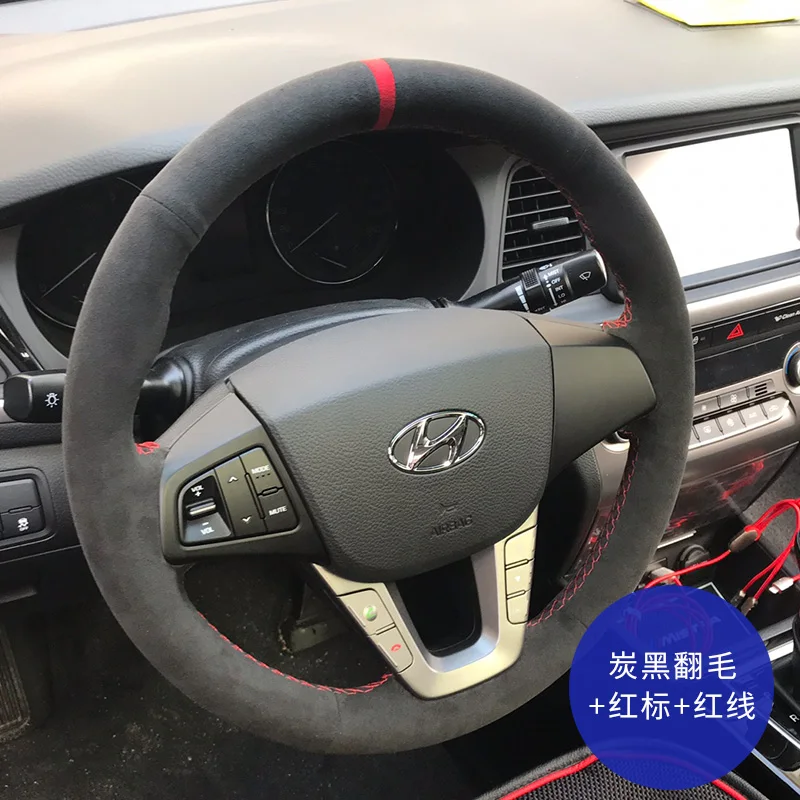 

For Hyundai ELANTRA LAFESTA MISTRA ix35 TUCSON Verna ELANTRA CELESTA ix25 DIY Custom leather hand-sewn car steering wheel cover