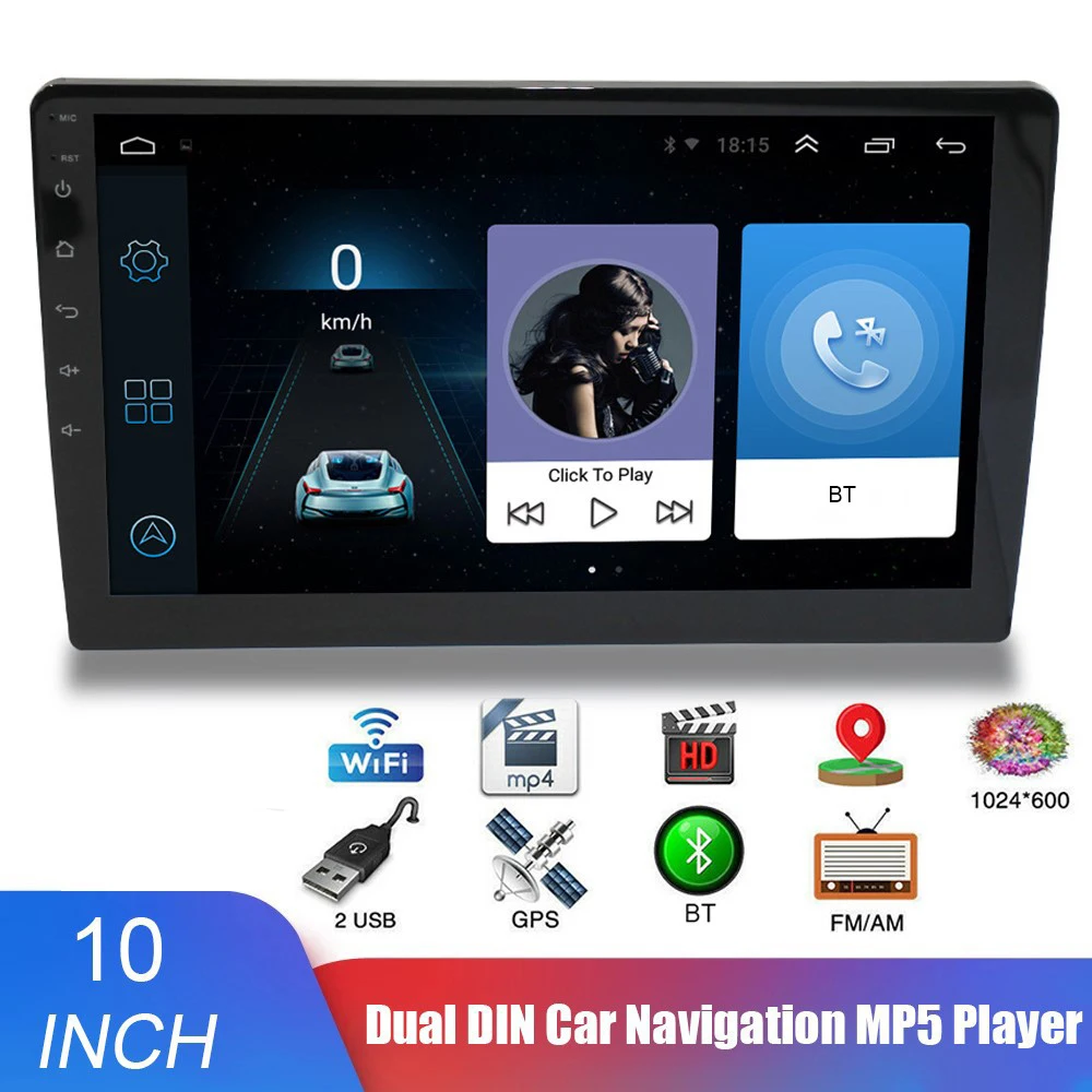 

Автомобильный навигационный плеер, 10-дюймовый двойной Din автомобильный стерео-радиоприемник Android 9.1 GPS Wifi Bluetooth-совместимый 4,0 Сенсорный экра...