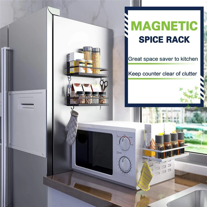 

Magnetic Spice Rack Strong Refrigerator Spice Rack Single Tier Fridge Spice Rack Magnetic Shelf Easy to Install