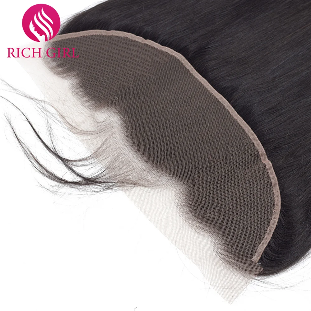 Перуанские прямые волосы Richgirl 13x4 фронтальные человеческие на шнуровке