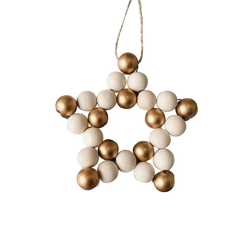 

Wooden Beads Woven Pentagram Tassel Wooden Bead String Children'S Home Hanging Ornaments Practical and durable ornaments cool
