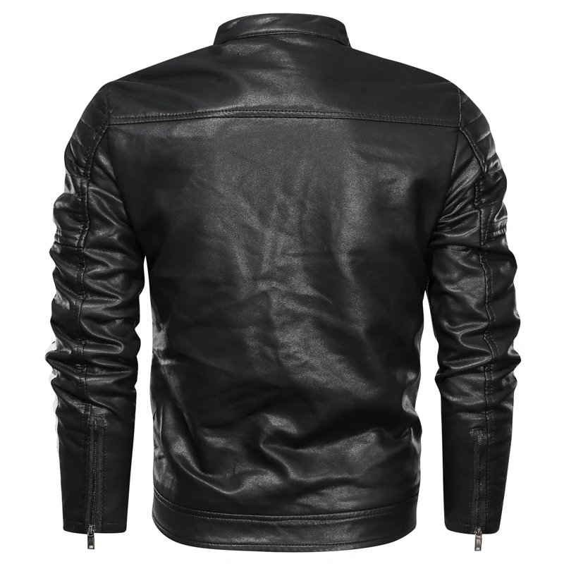 

stitching 2020 new leather jacket and coat fashion men's street casual motorcycle leather jacket winter men's plus velvet jacket