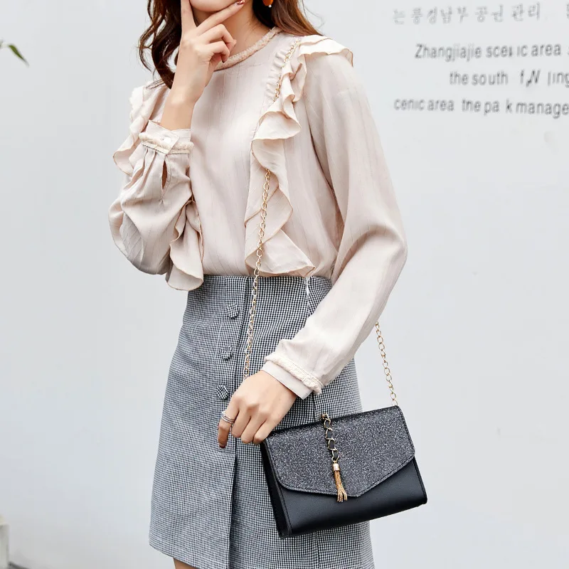 Женская сумка с блестками деловая блестящая искусственная кожа кошелек 2020