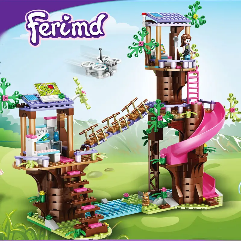 

New Friends Jungle Rescue Building Blocks Base Slide Amusement Park Bricks Toys With 41395 Figures Model Girl Christmas Gift