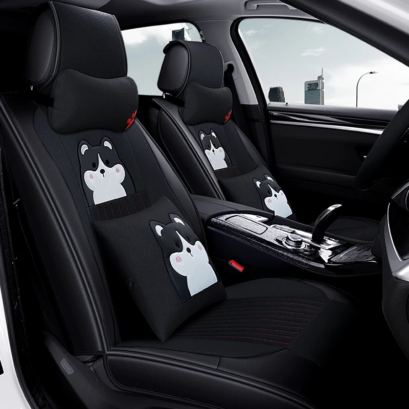 Полное покрытие ПУ кожаный чехол для автомобильного сиденья льняное волокно