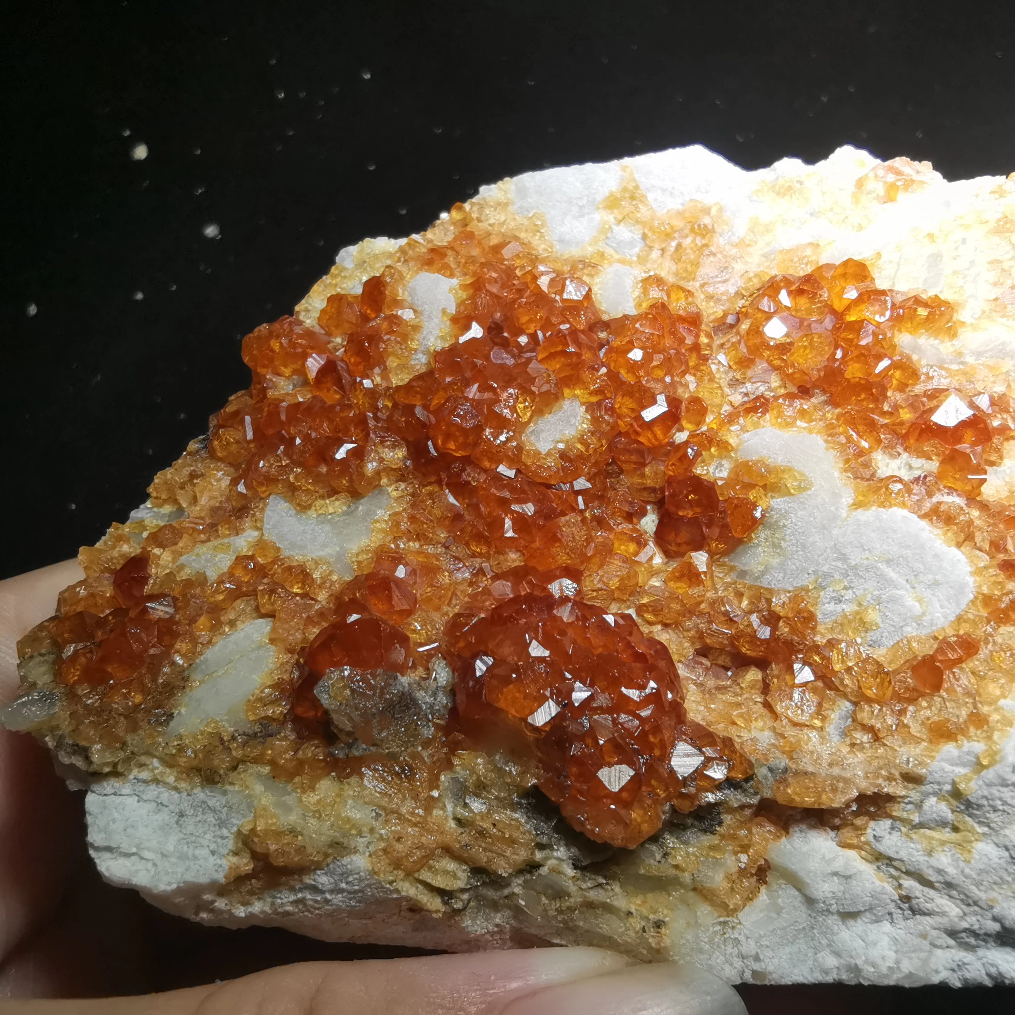 

243g.Rare natural garnet crystal hexagonal point feldspar mica brass multi mineral crystal symbiotic halo energy healing