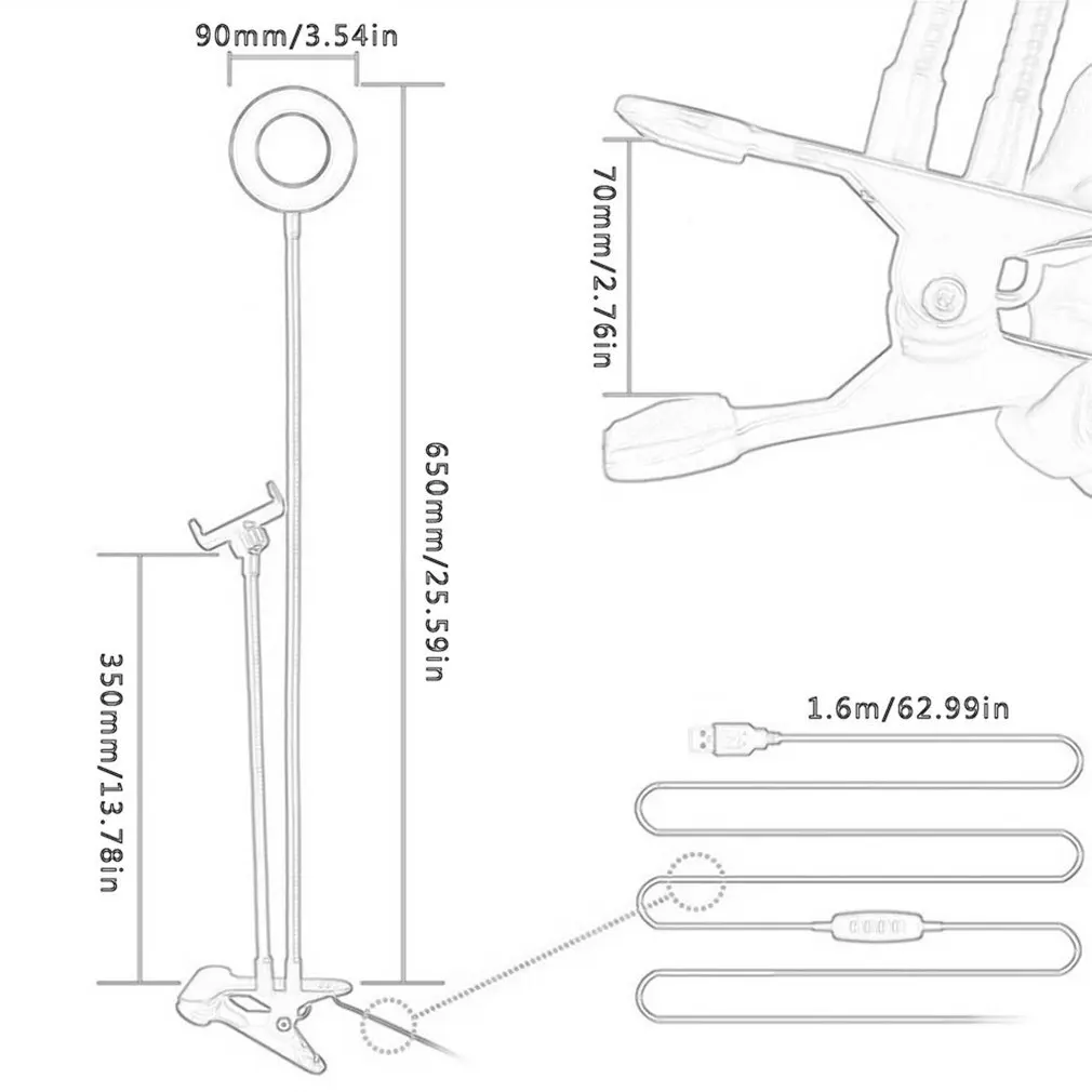 Держатель для телефона ленивый 2 в 1 3 режима длинный кронштейн со светодиодный