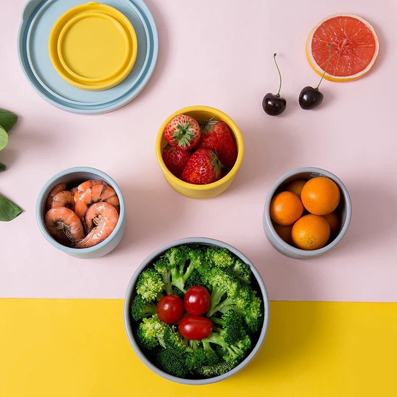 Силиконовый Ланч-бокс коробка для сохранения свежести с крышкой бэнто миска