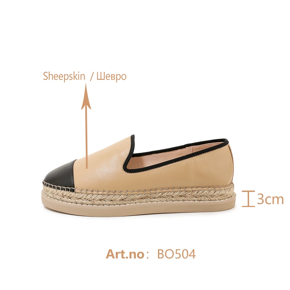 

BESCONE Fashion Women Flats Mixed Colors Sewing Hemp Rope Decoration High Quality Sheepskin Fisherman Shoes Concise Flats BO504