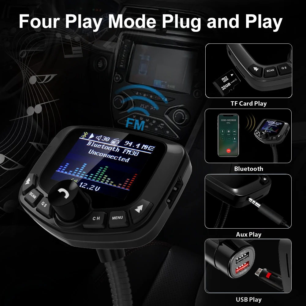 Многофункциональный Bluetooth автомобильный тансмиттер Автомобильный MP3 плеер 5 В/2 4
