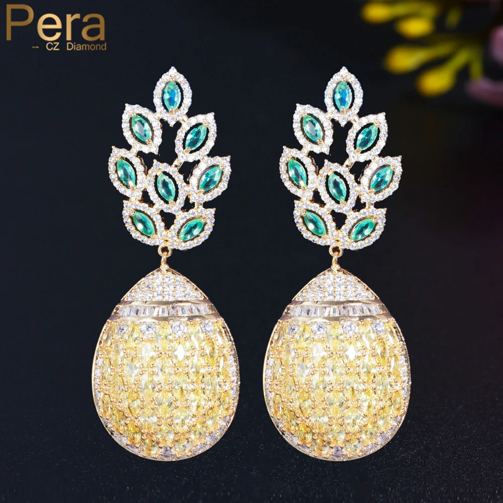 

Серьги-подвески женские свадебные с фианитами большого ананаса, E752